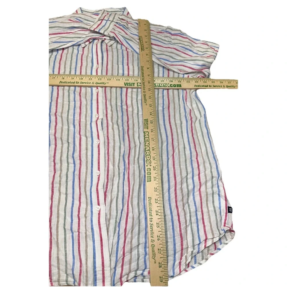 Gap Multicolor Striped Button Down Linen Blend Shirt Relaxed Vacation Women's XL - Picture 8 of 8